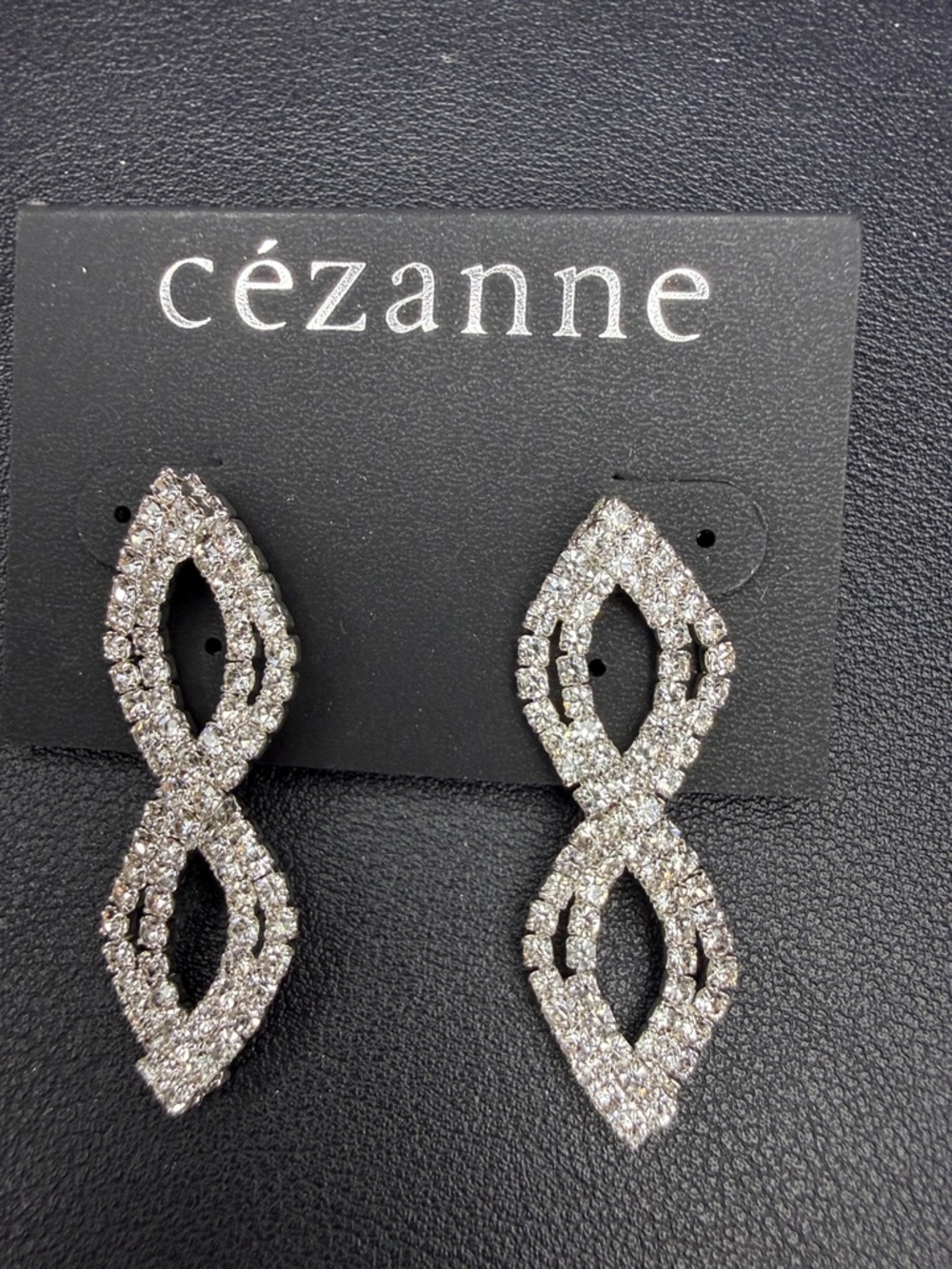 cézanne Silver Crystal Interlinked Marquise Drop Earrings